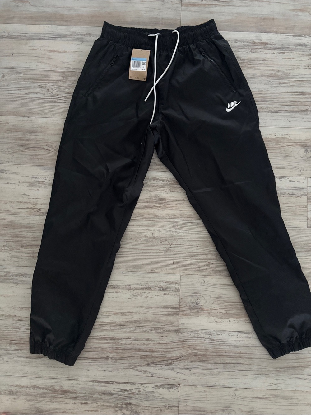 Nike Black Kids Jogger Pants with White Drawstring